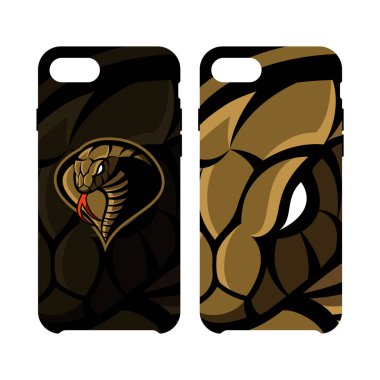 Öfkeli cobra spor vektör logo kavramı akıllı telefon durumda beyaz arka plan üzerinde izole. 