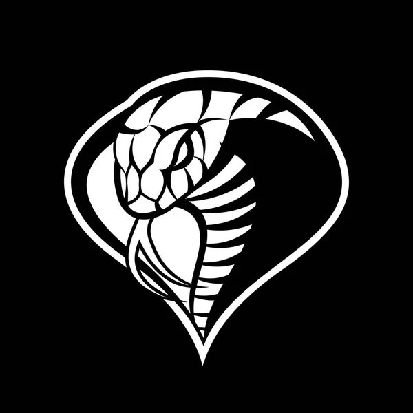 暗い背景に分離された猛烈なコブラ スポーツ モノラル ベクトル ロゴのコンセプト — ストックベクタ