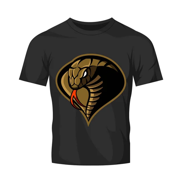 Furioso cobra deporte vector logo concepto aislado en negro camiseta maqueta — Archivo Imágenes Vectoriales