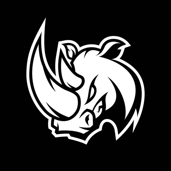 Wütendes Nashorn Sport Mono Vektor Logo Konzept isoliert auf dunklem Hintergrund — Stockvektor
