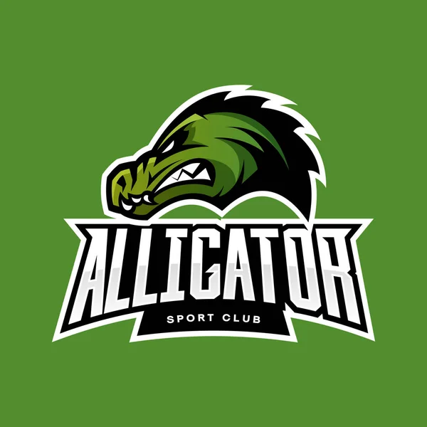 Dühös aligátor sport vektor logo fogalom elszigetelt zöld háttér — Stock Vector