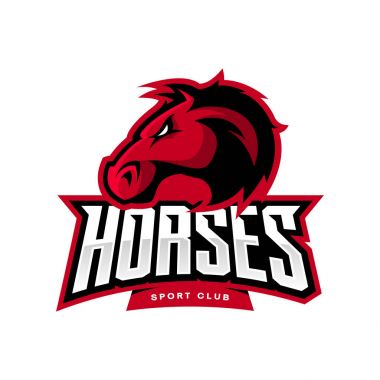 Beyaz arka plan üzerinde izole öfkeli ata Spor Kulübü vektör logo kavramı