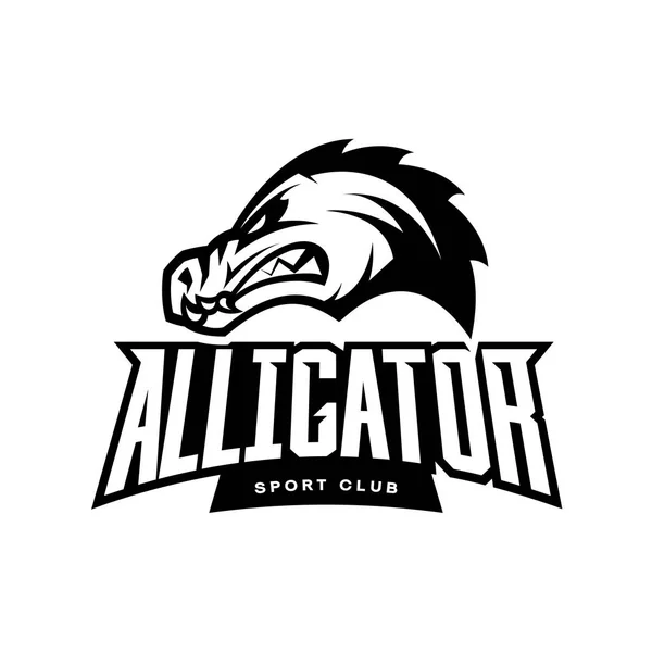 Furieux alligator sport mono vecteur logo concept isolé sur fond blanc — Image vectorielle