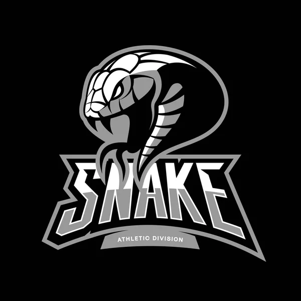 Rozzuřený snake sport vektorové logo koncept izolovaných na černém pozadí. — Stockový vektor