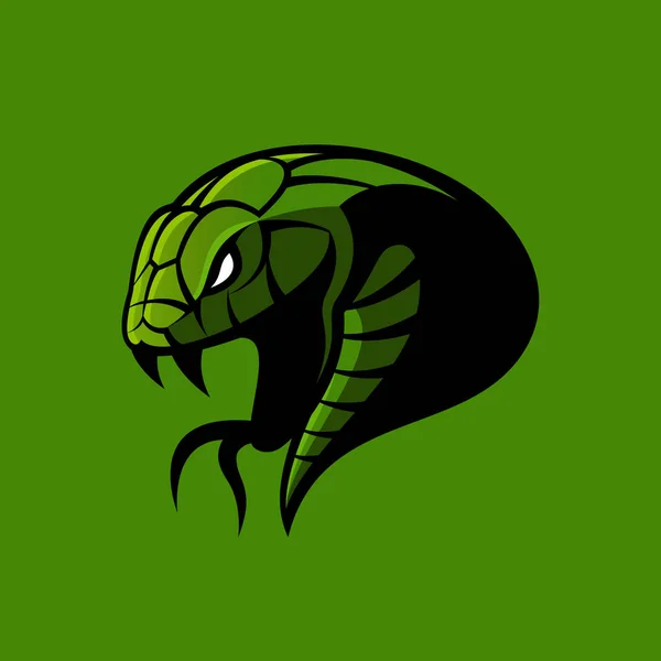 Furioso verde cobra esporte vetor logotipo conceito isolado no fundo verde . —  Vetores de Stock