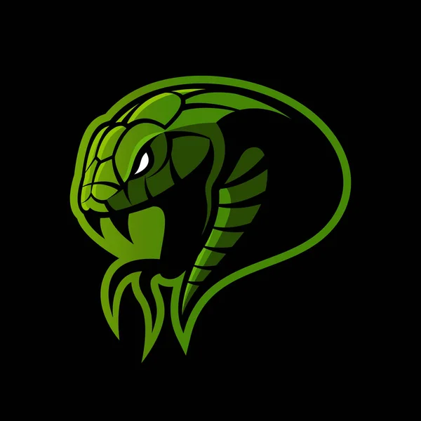 Furious green snake sport vector logo concept isolated on black background. — Stock Vector