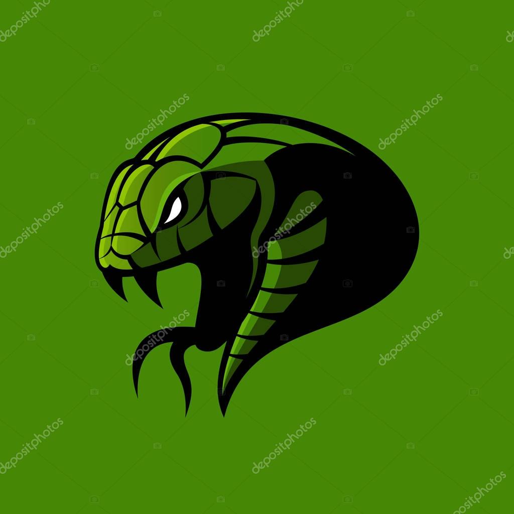 Furious green snake sport vector logo concept isolated on green background. Modern professional team badge design.Premium quality wild animal t-shirt tee print illustration.
