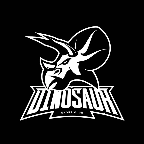 Furioso dinosaurio deporte club vector logo concepto aislado sobre fondo negro — Archivo Imágenes Vectoriales