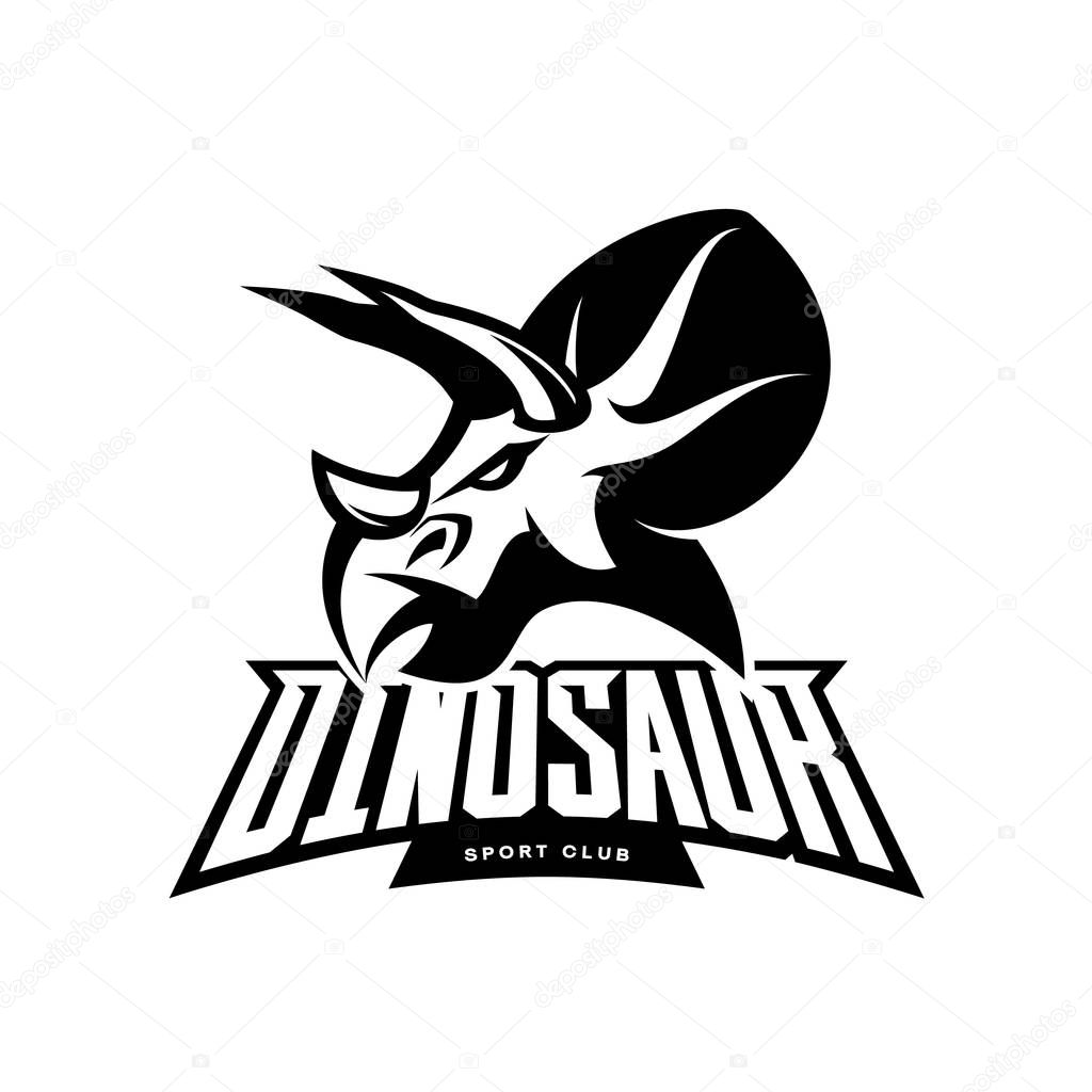 Furious dinosaur sport club vector logo concept isolated on white background. Modern team badge mascot design.Premium quality wild reptile t-shirt tee print illustration. Savage monster icon.