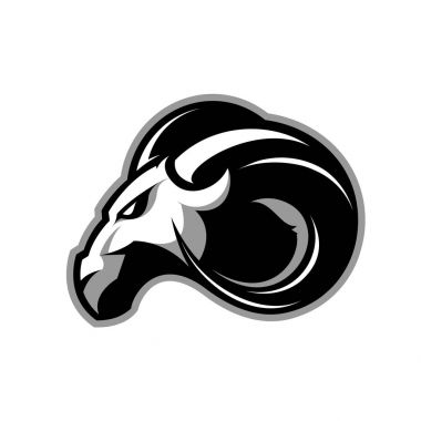 Beyaz arka plan üzerinde izole öfkeli ram Spor Kulübü vektör logo kavramı.