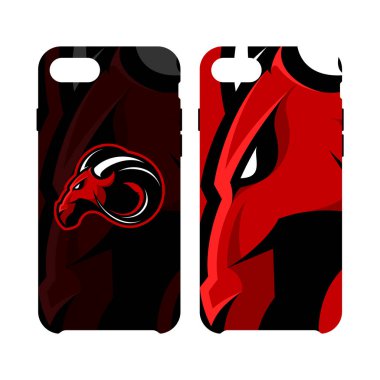 Öfkeli ram Spor Kulübü vektör logo kavramı akıllı telefon durumda beyaz arka plan üzerinde izole. 