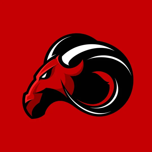 Furieux bélier sport club vecteur logo concept isolé sur fond rouge . — Image vectorielle