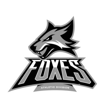 Beyaz arka plan üzerinde izole öfkeli fox Spor Kulübü vektör logo kavramı