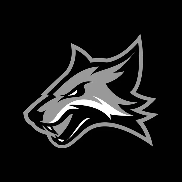 Woedend fox sport club vector logo concept geïsoleerd op zwarte achtergrond. — Stockvector