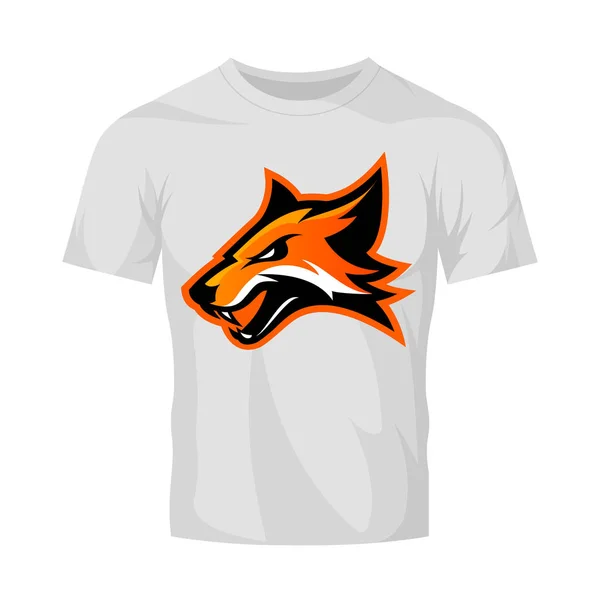 Furioso concetto di logo vettoriale del Fox Sport Club isolato sul modello di t-shirt bianca . — Vettoriale Stock