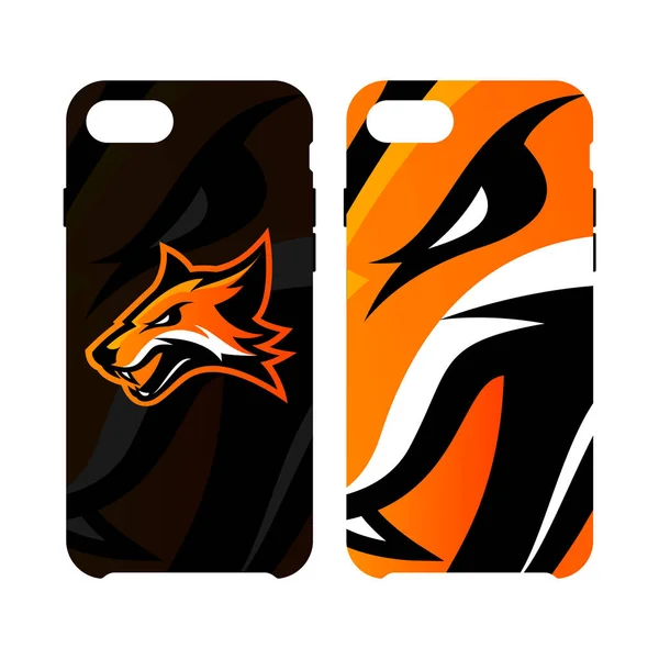 Dühös fox sport club vektor logo fogalom szúró telefon-ügy elszigetelt fehér background. — Stock Vector