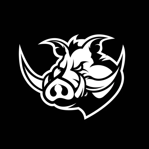 Furieux sanglier tête sport club vecteur logo concept isolé sur fond noir . — Image vectorielle