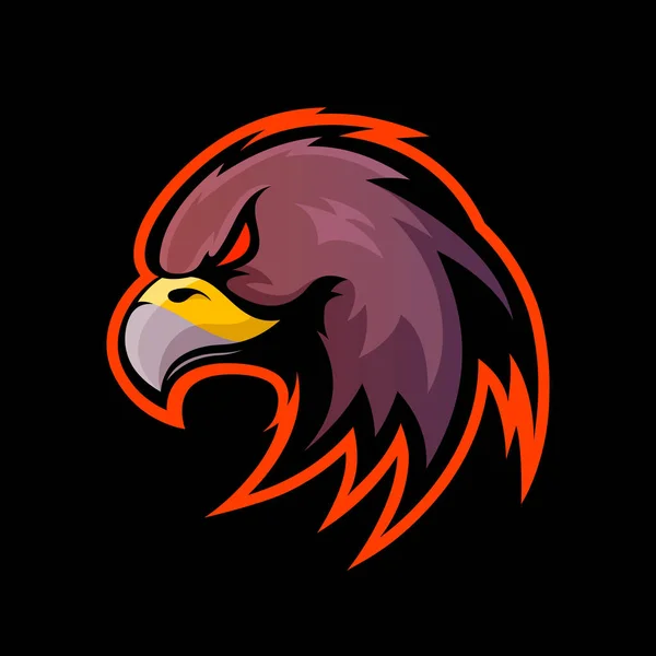 Furioso águia esporte vetor logotipo conceito isolado no fundo preto —  Vetores de Stock