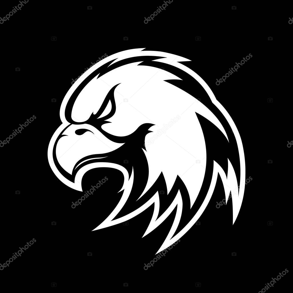 Furious eagle sport vector logo concept isolated on black background.