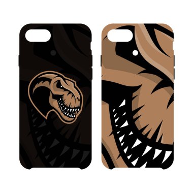 Öfkeli dinazor Spor Kulübü vektör logo kavramı akıllı telefon durumda beyaz arka plan üzerinde izole.