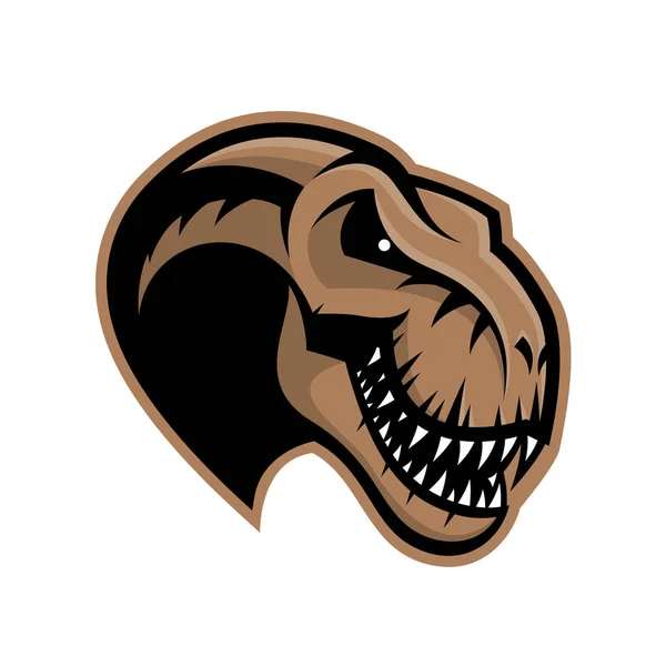 Beyaz arka plan üzerinde izole dinozor baş Spor Kulübü vektör logo kavramı — Stok Vektör
