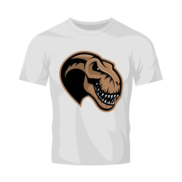 Dinosauro testa sport club logo vettoriale concetto isolato su bianco t-shirt mockup . — Vettoriale Stock