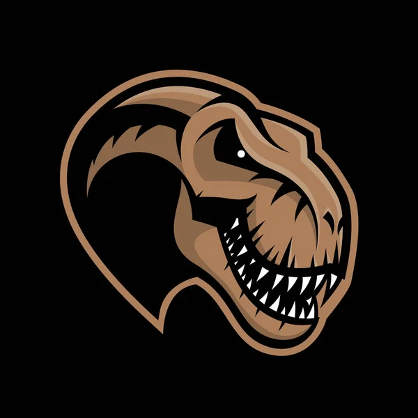 Dinosaur tête club de sport concept de logo vectoriel isolé sur fond noir — Image vectorielle