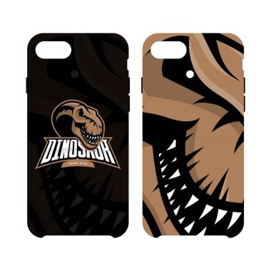Öfkeli dinazor Spor Kulübü vektör logo kavramı akıllı telefon durumda beyaz arka plan üzerinde izole.