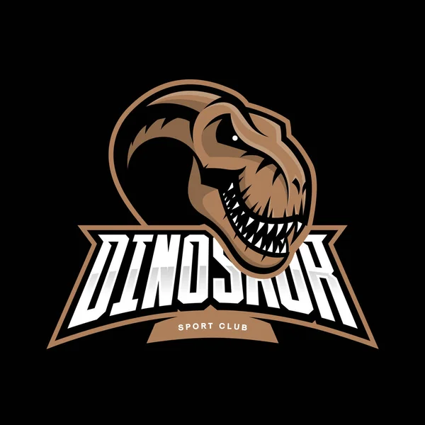 Концепция векторного логотипа динозавра на чёрном фоне . — стоковый вектор