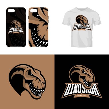 Dinozor baş Spor Kulübü izole vektör logo kavramı