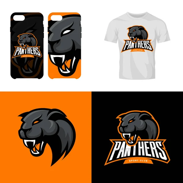 Concept de logo vectoriel isolé du club sportif Panther Head . — Image vectorielle