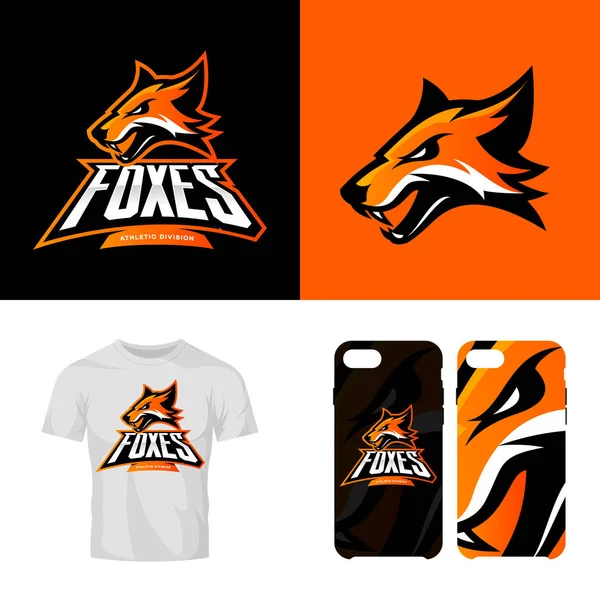 Fox tête sport club isolé concept de logo vectoriel . — Image vectorielle