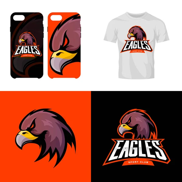 Eagle head sport club isolé concept de logo vectoriel . — Image vectorielle
