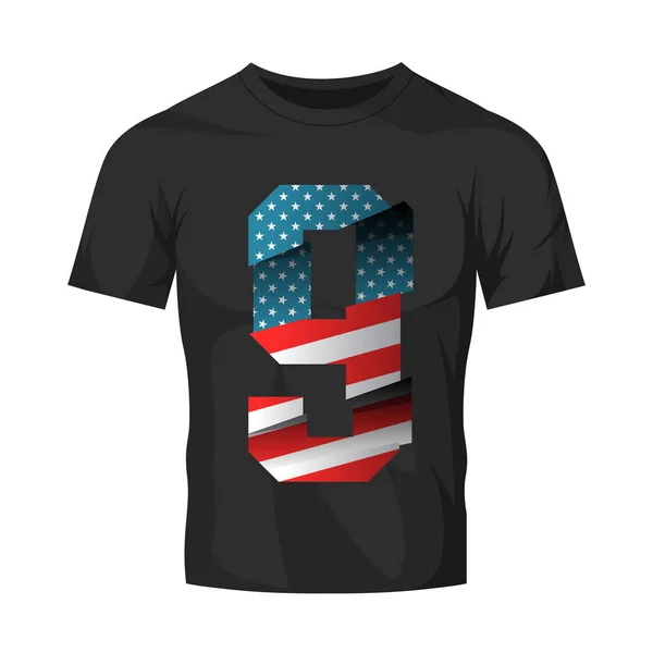 Modern break effect number with United States of America flag texture tee print vector design. — Stock Vector