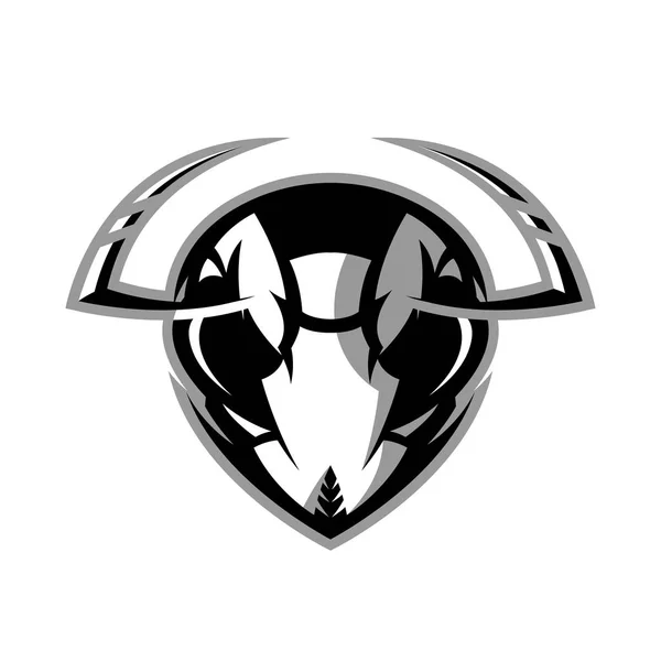 Dühös hornet fej athletic club vektor logo fogalom elszigetelt fehér background. — Stock Vector