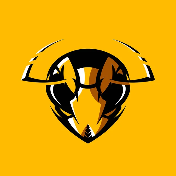 Furioso hornet cabeça atlético clube vetor logotipo conceito isolado no fundo laranja . —  Vetores de Stock