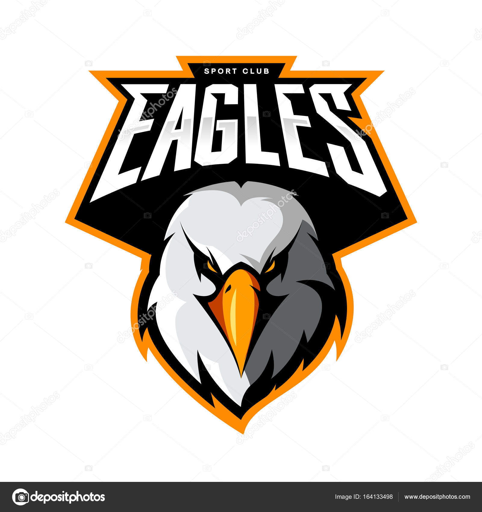 Furious Eagle Head Athletic Club Vector Logo Concept Isolated On