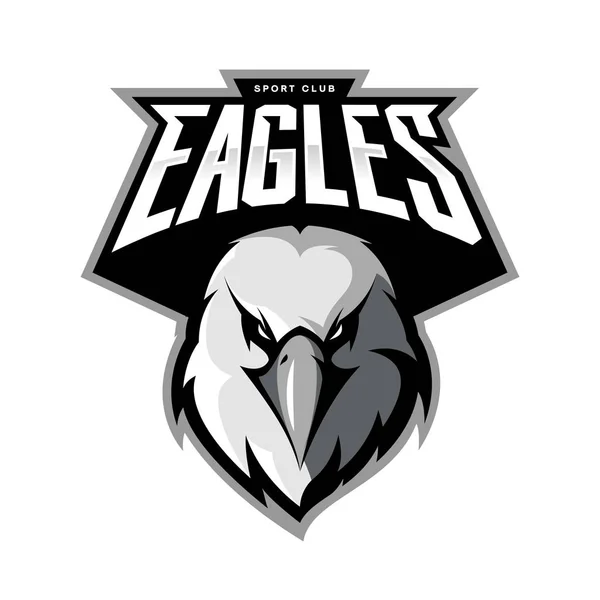 Furiosa águia cabeça atlético clube conceito logotipo do vetor isolado no fundo branco . —  Vetores de Stock