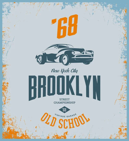 Vintage araç vektör tişört logo üzerinde ışık arka plan izole. 