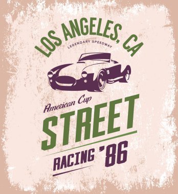 Açık renkli izole klasik roadster araba vektör logosu. 