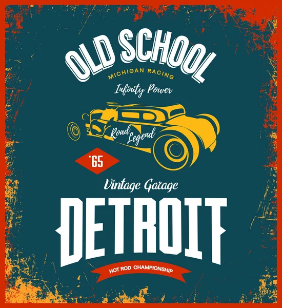 Koyu arka plan üzerinde izole vintage hot rod vektör logosu. 