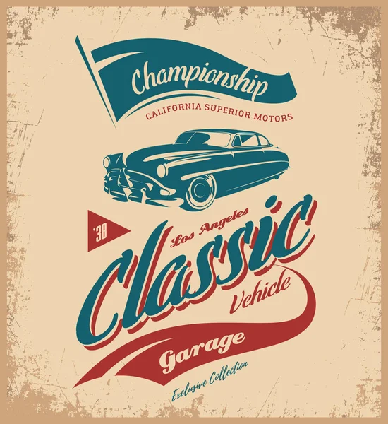 Vintage araç vektör logo üzerinde ışık arka plan izole. 