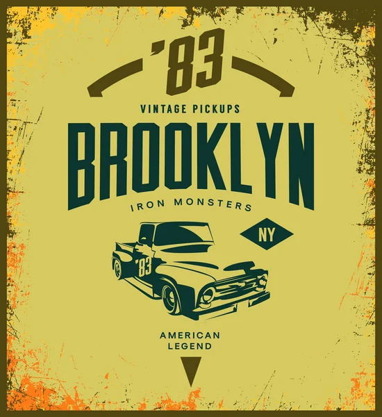 Zeytin arka plan üzerinde izole vintage toplama araç vektör tişört logosu. 