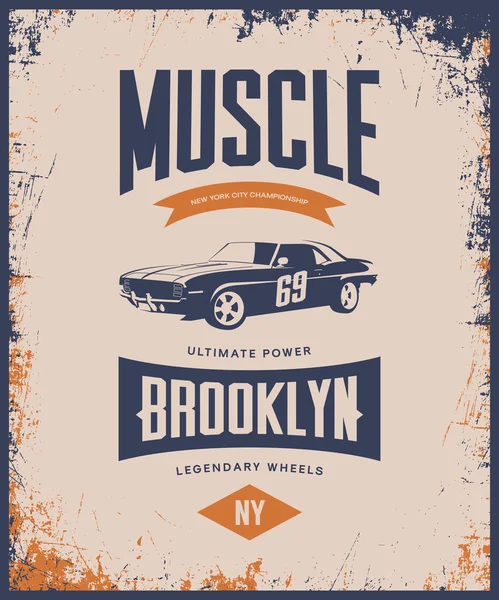 Işık izole vintage kas araba vektör tişört logosu. 