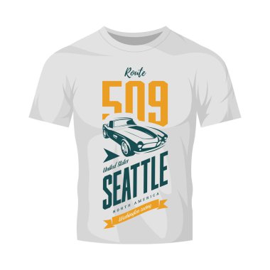 Vintage spor araç vektör logosu beyaz t-shirt sahte kadar izole