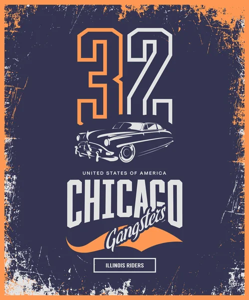 Koyu arka plan üzerinde izole vintage gangster araç vektör logosu.