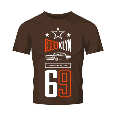 Vintage lüks araç vektör logo kadar koyu t-shirt sahte izole.