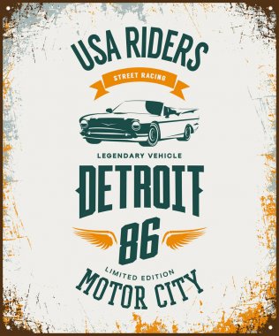 Vintage cabriolet araç t-shirt vektör logosu açık renkli.