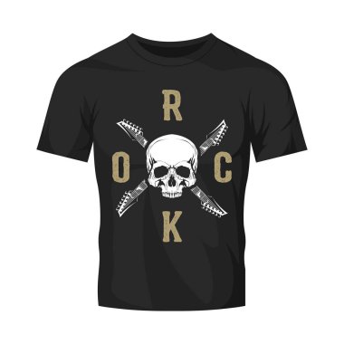 Vintage hard rock vektör logo kadar koyu t-shirt sahte izole. Premium Kalite kafatası logo tişört amblemi illüstrasyon. Sokak giyim efsanevi müzik tarzı eski retro tee baskı tasarımı.