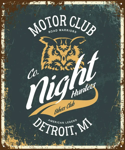 Vintage Motards Club Shirt Vecteur Logo Sur Fond Sombre Premium — Image vectorielle